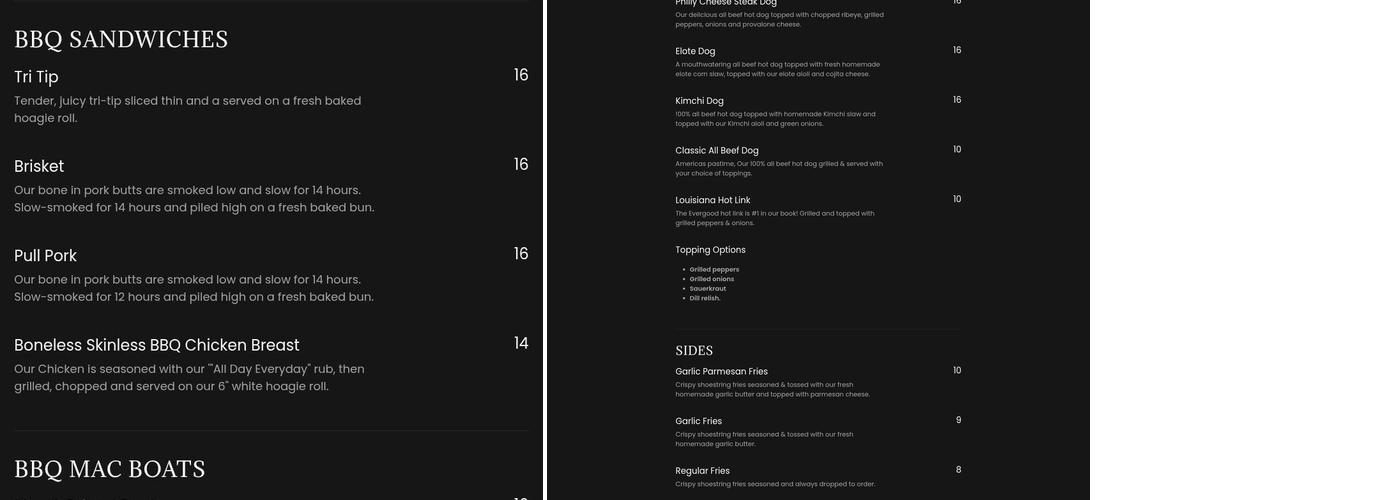 Teddy’s Backyard BBQ Menu