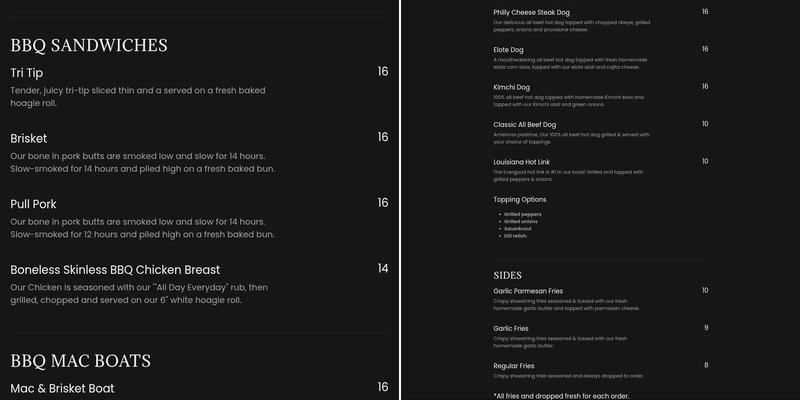 Teddy’s Backyard BBQ Menu