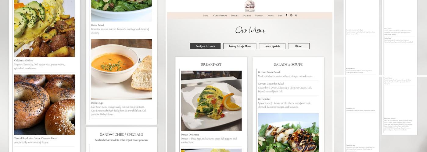 Pure Grain Bakery Menu