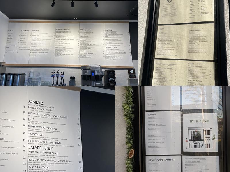 The Press an Artisan Cafe Menu