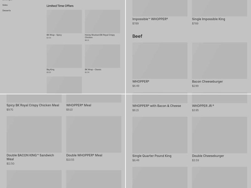Burger King Menu