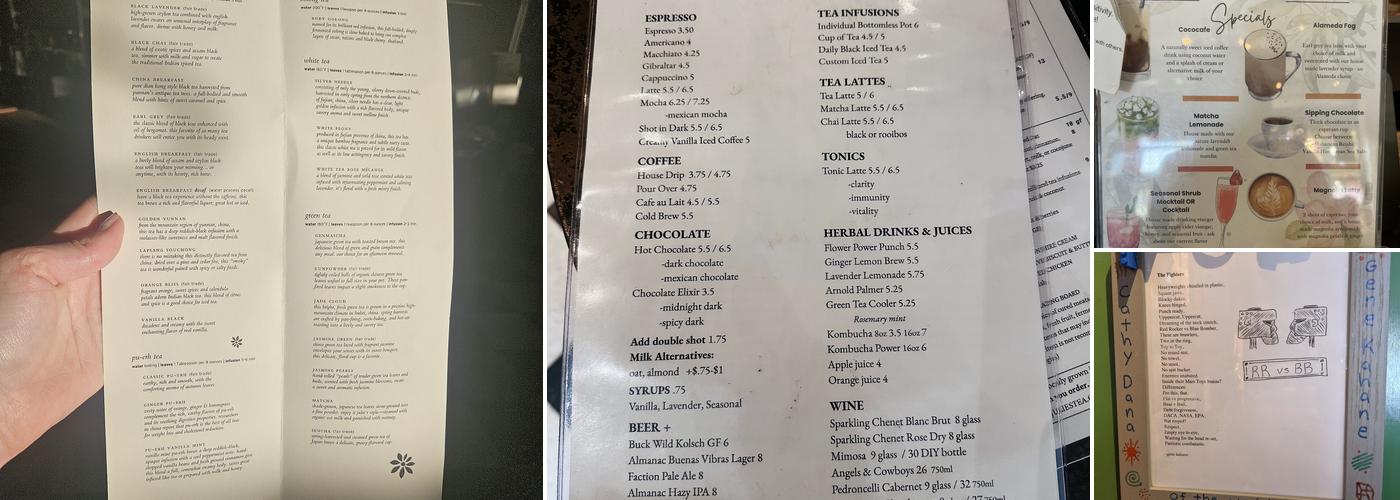 Julie's Coffee & Tea Garden Menu