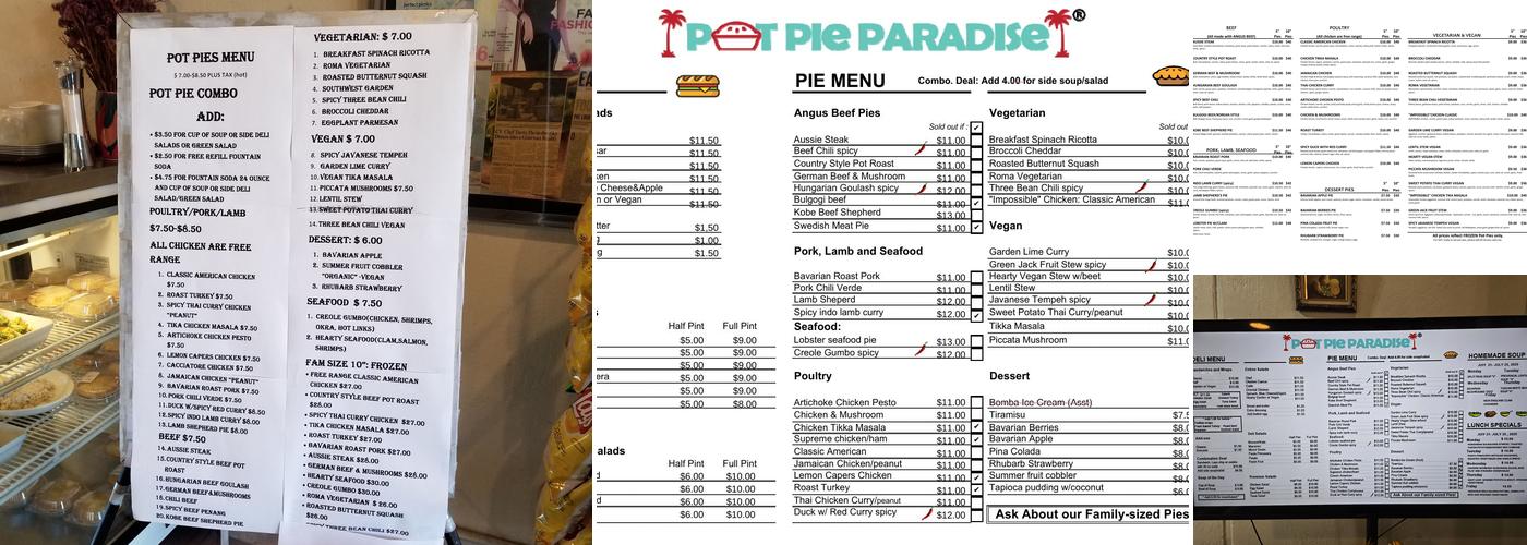 Pot Pie Paradise & Deli Menu