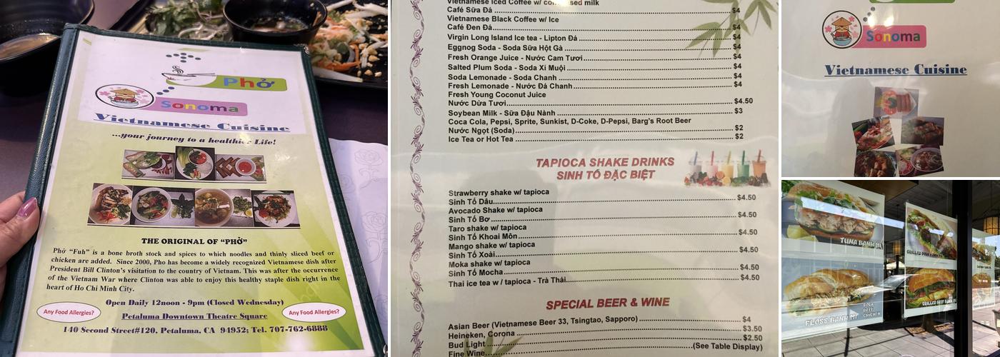 Phở Sonoma | Vietnamese Cuisine Menu