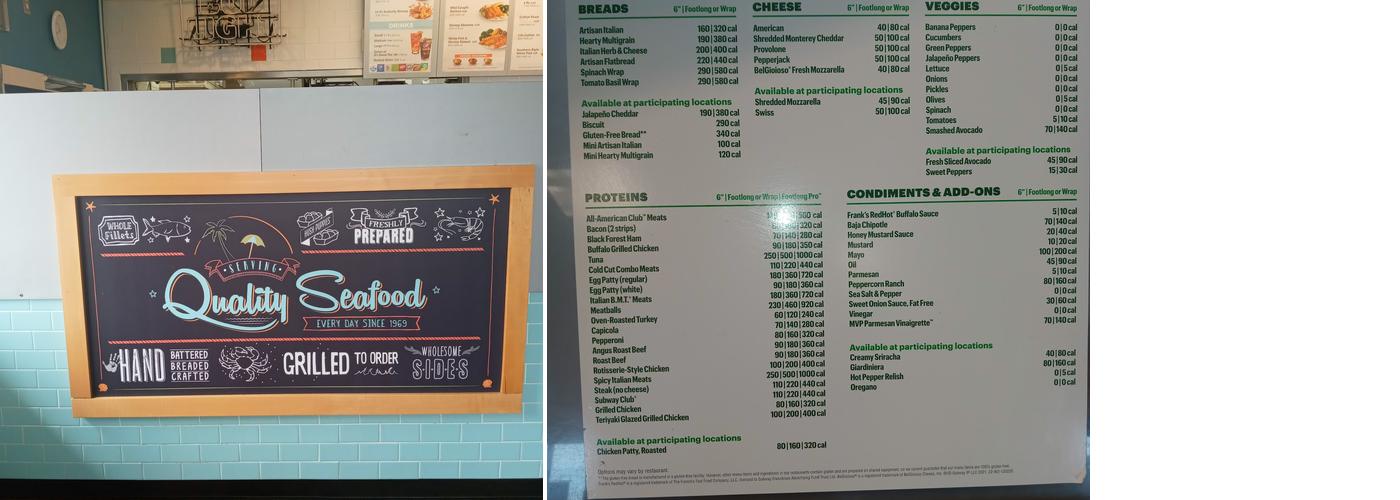 Subway Menu