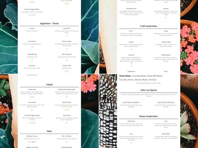 Haute Skillet Catering + Events Menu