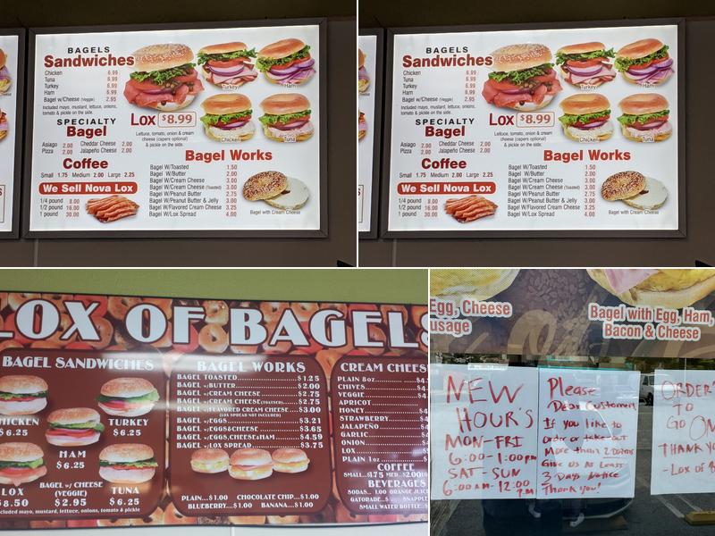 Lox of Bagels Menu