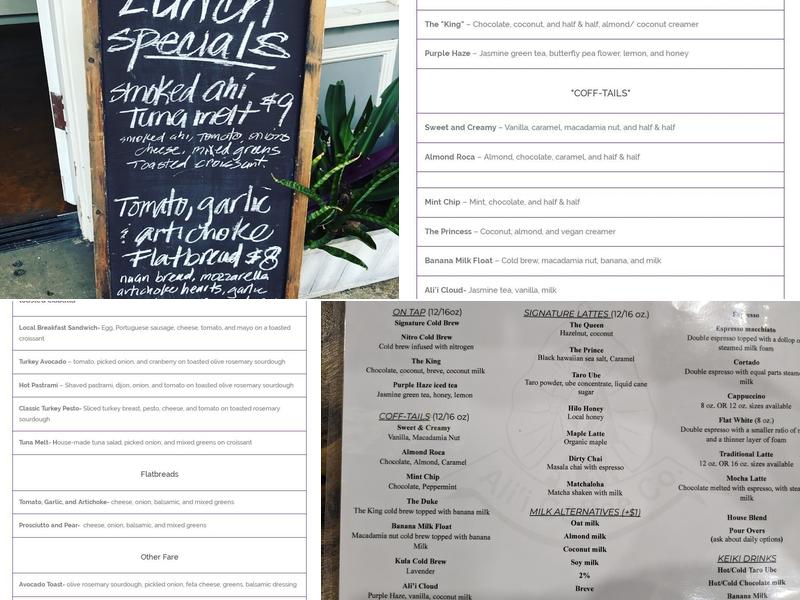 Ali'i Coffee Co. Menu