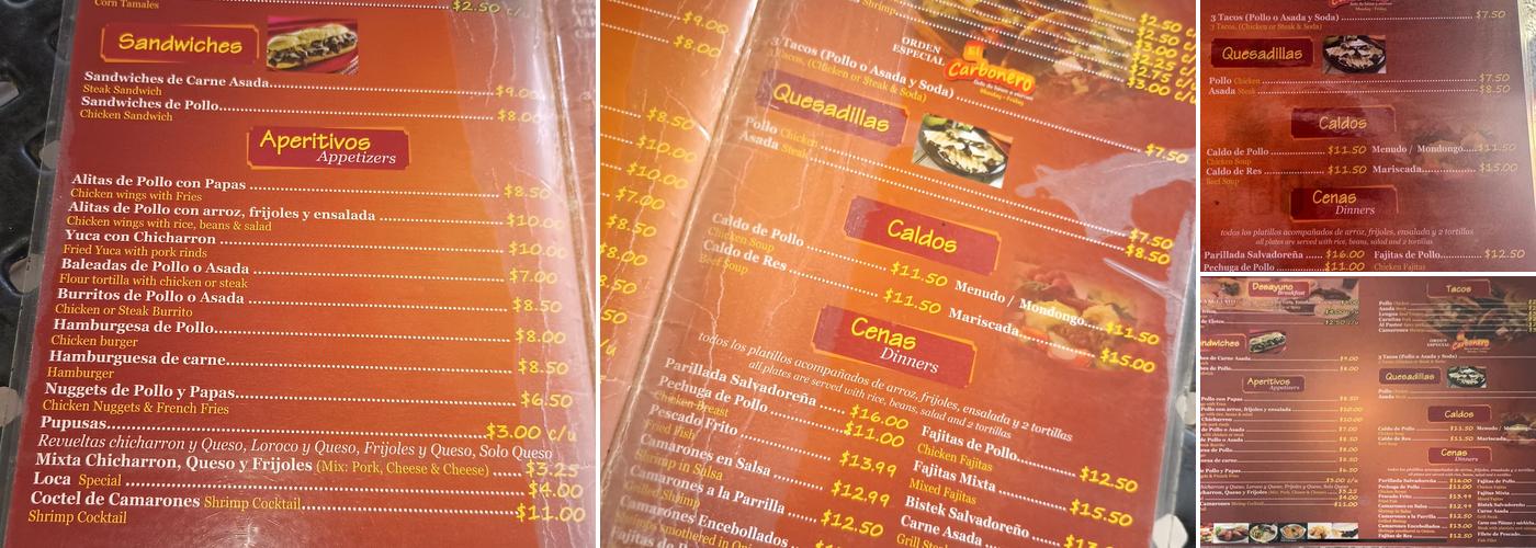 El Carbonero Menu
