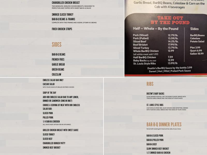Dustin's Bar-B-Q Menu