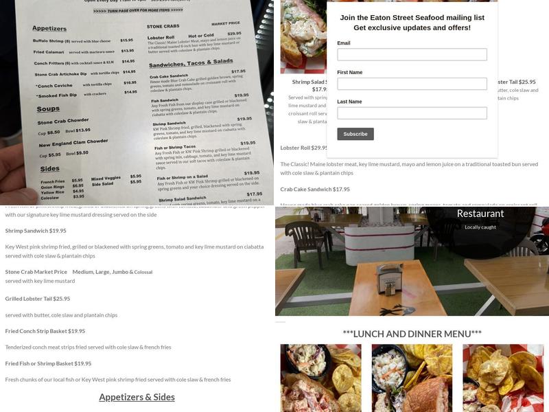 Eaton Street Seafood Market Menu