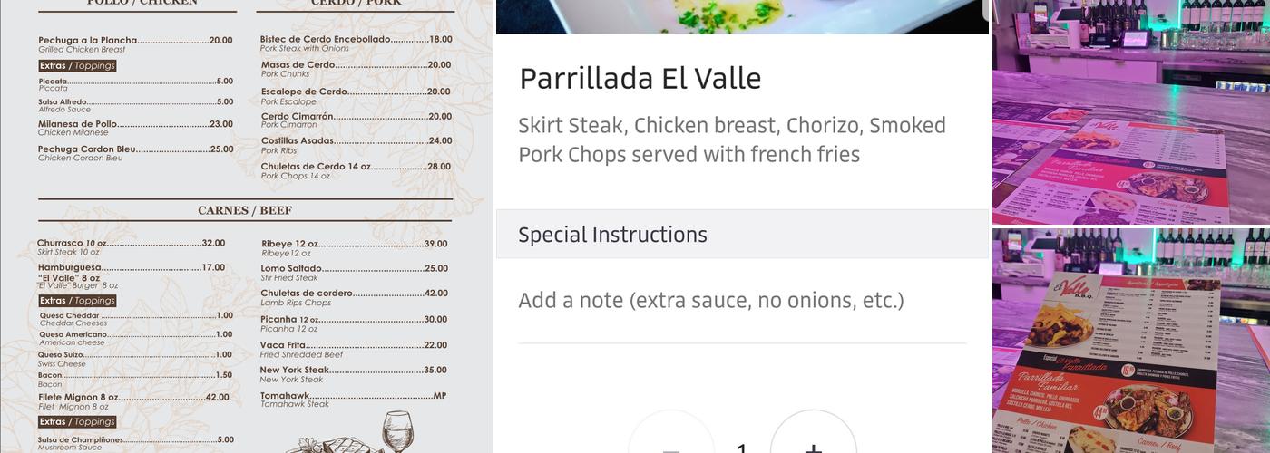 El Valle Menu