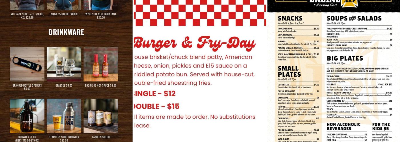 Engine 15 Brewing Co. Menu