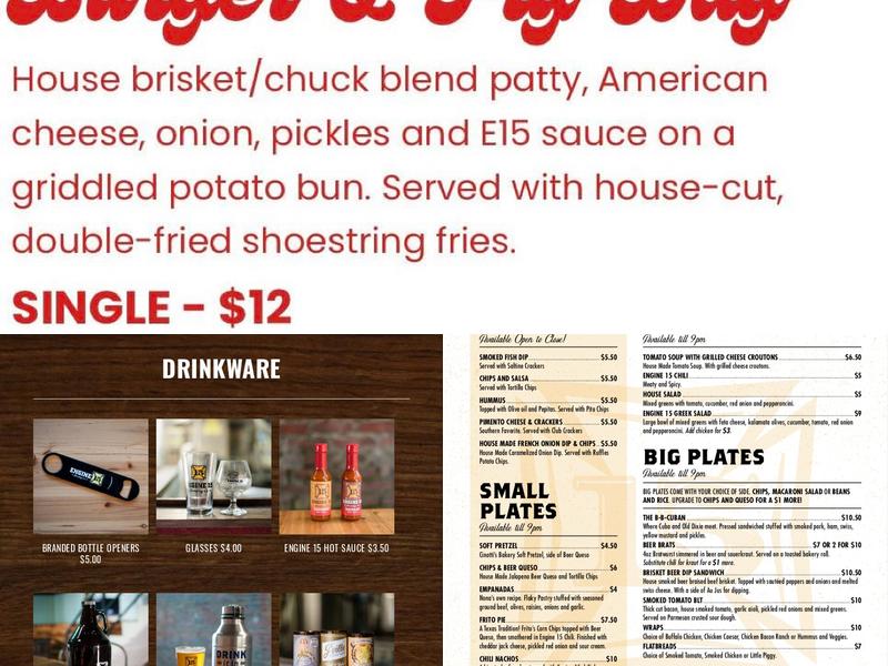 Engine 15 Brewing Co. Menu