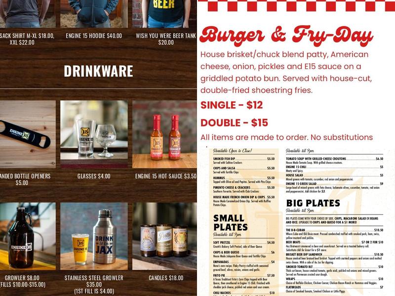 Engine 15 Brewing Co. Menu