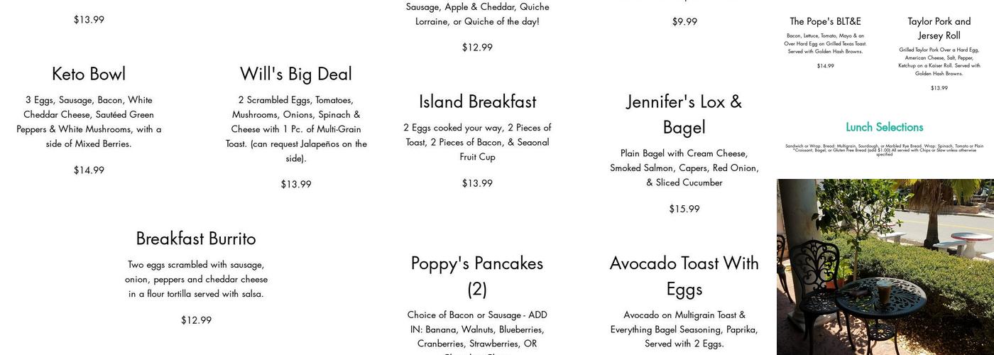 Venice Island Coffee Menu