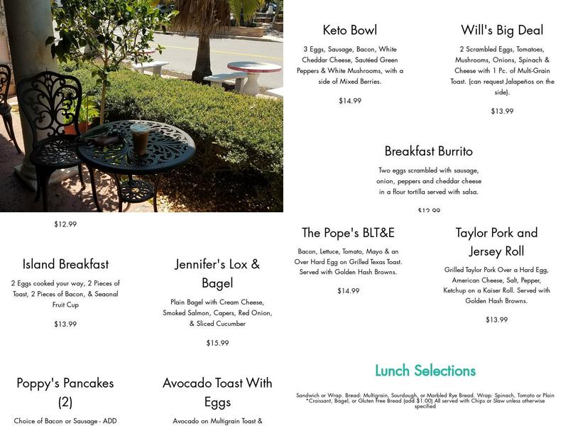 Venice Island Coffee Menu