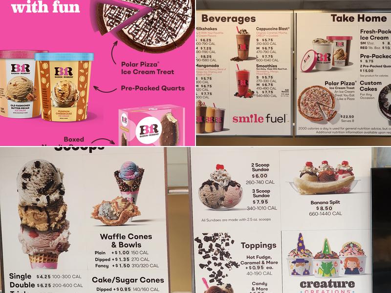 Baskin Robbins Menu