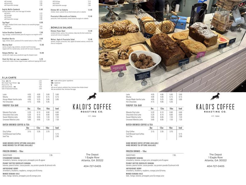 The Depot by Kaldi's Coffee Menu
