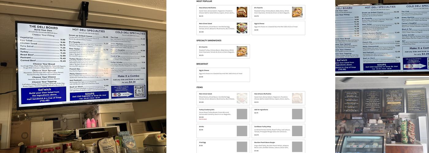 Main St. Deli Menu
