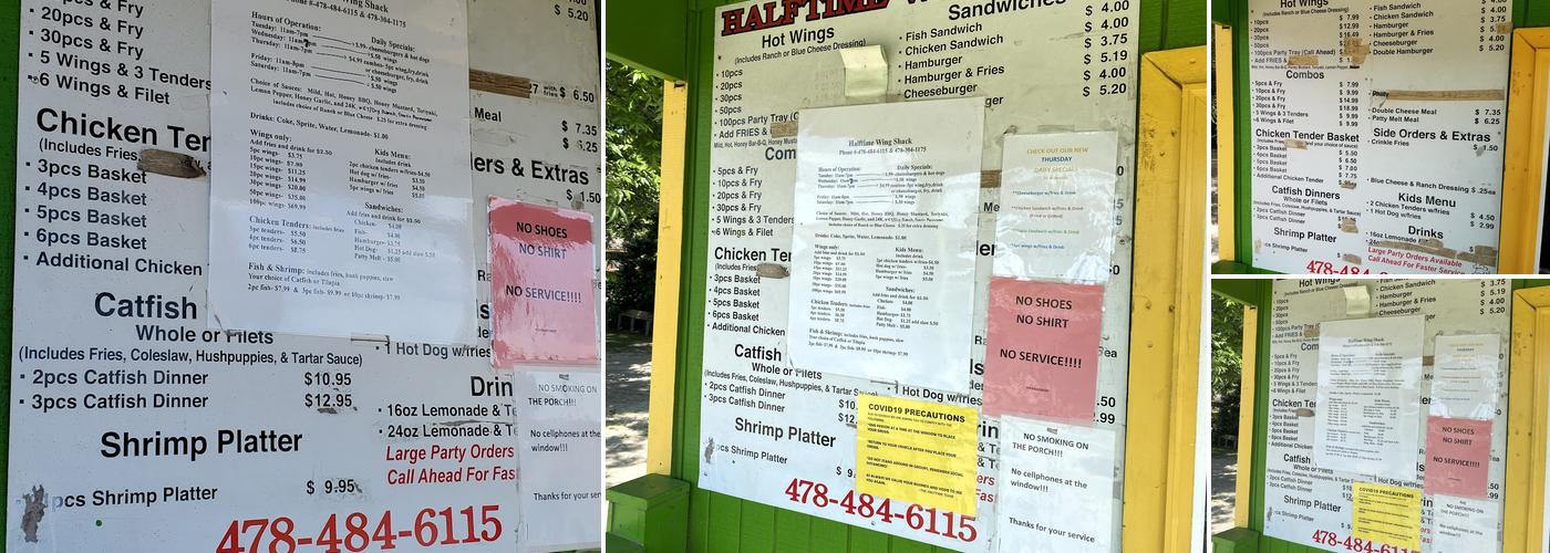 Halftime Wing Hut Menu