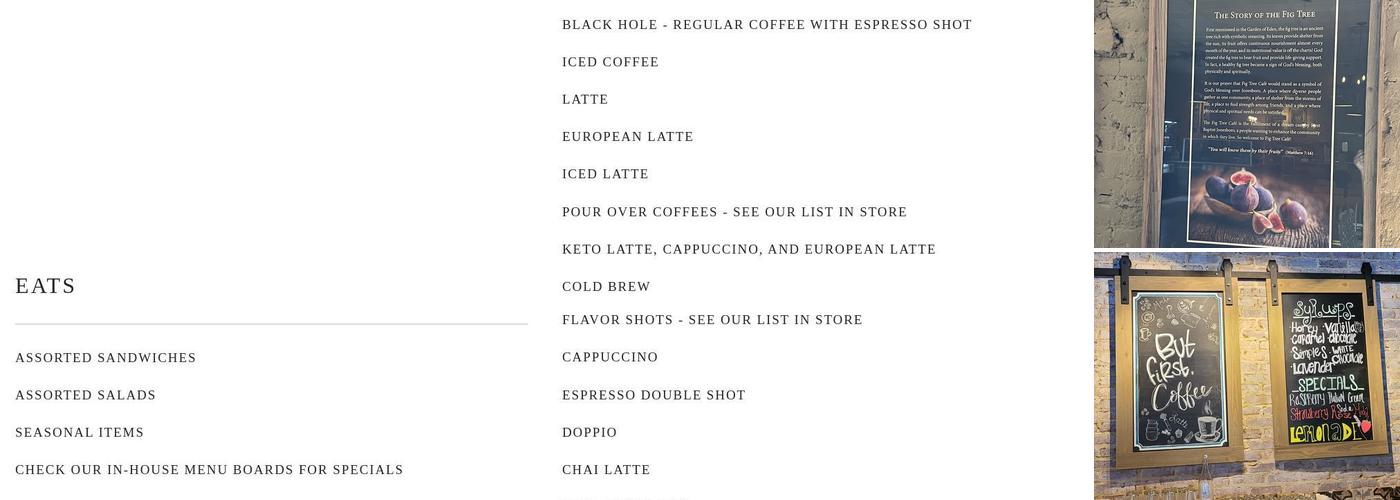 Fig Tree Cafe Menu