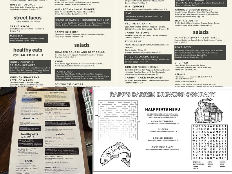 Rapp's Barren Brewing Company Menu