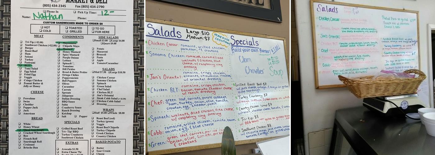 Templeton Market & Deli Menu