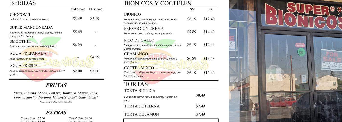 Super Bionicos Menu