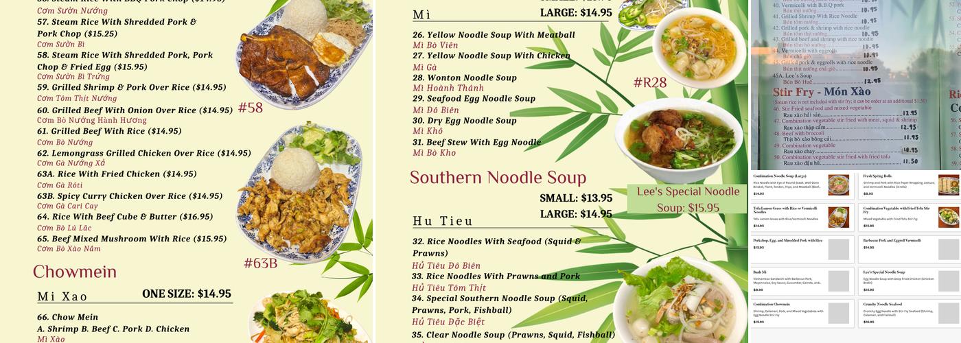 Lee's Noodle House Menu