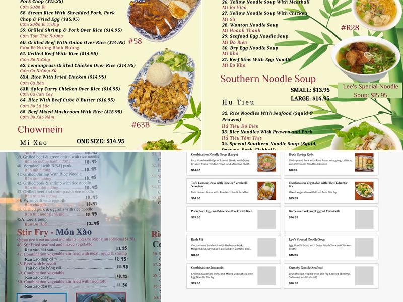 Lee's Noodle House Menu