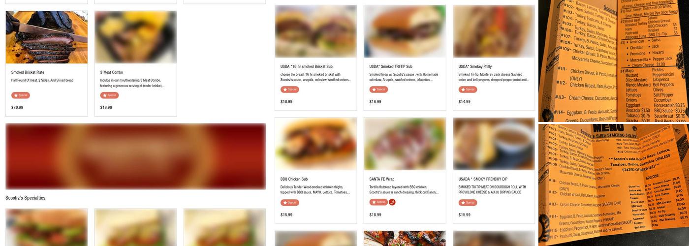 Scootrz Deli & BBQ Menu