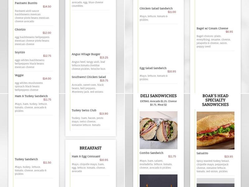 The Village Mart & Deli Menu