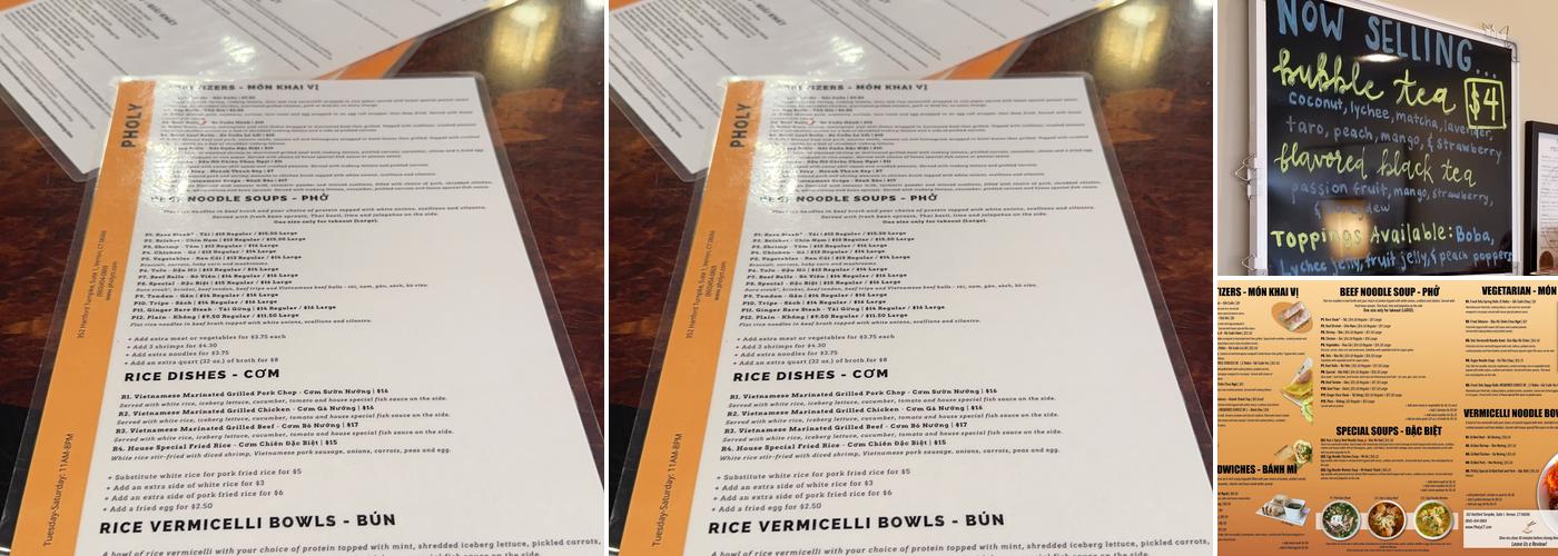 PhoLy Menu