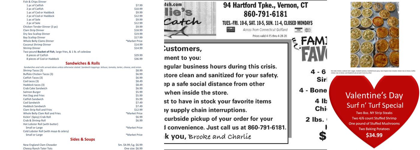 Charlie's Fresh Catch Menu