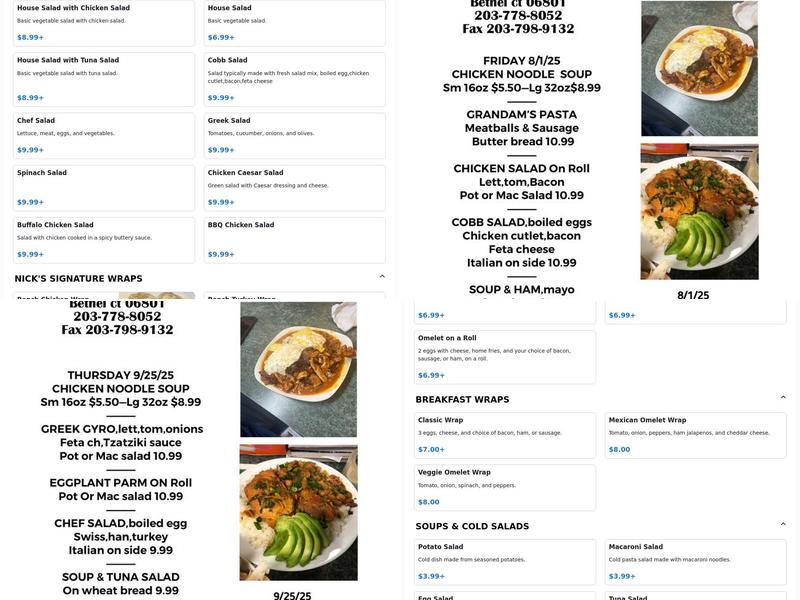 Nick's Deli & Catering Menu