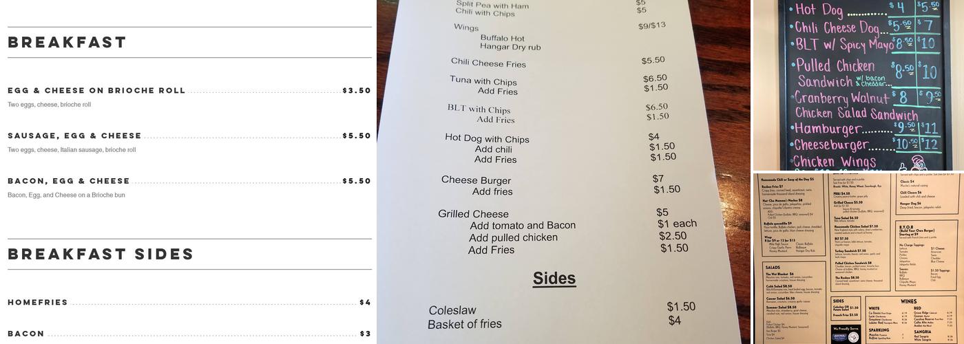 The Hangar at Goodwin Park Menu