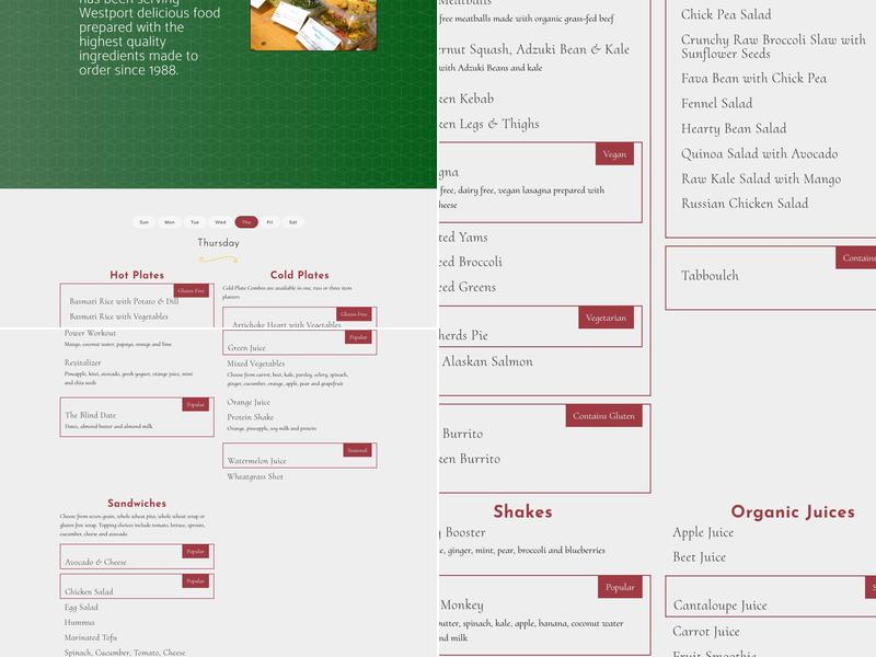 Organic Market Menu