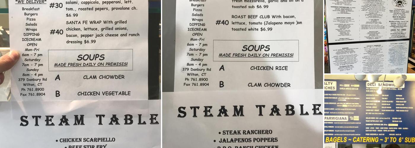 Wilton Deli Menu