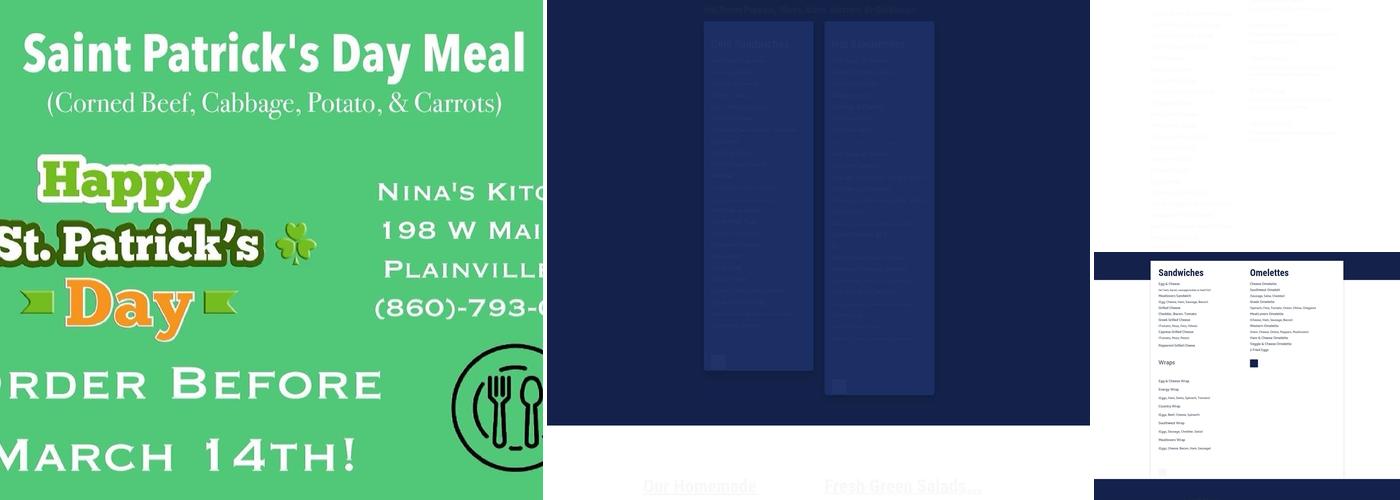 Nina’s Kitchen Menu