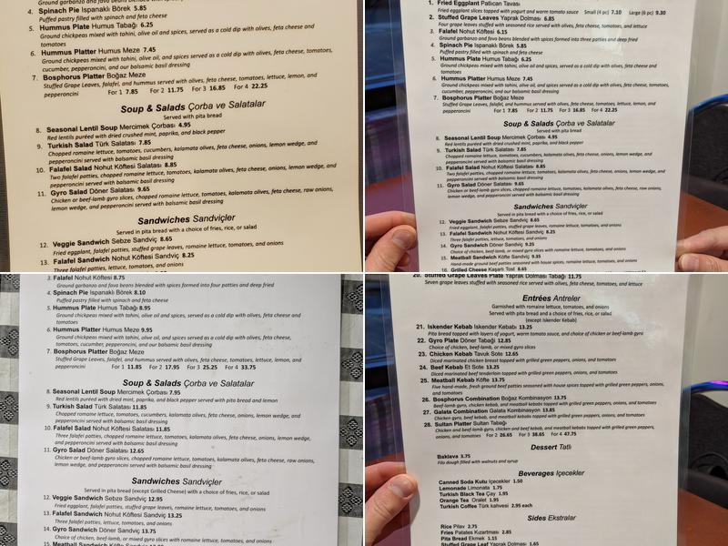 Bosphorus Menu