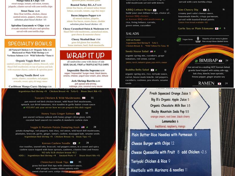 Seedz (Steamboat Springs) Menu