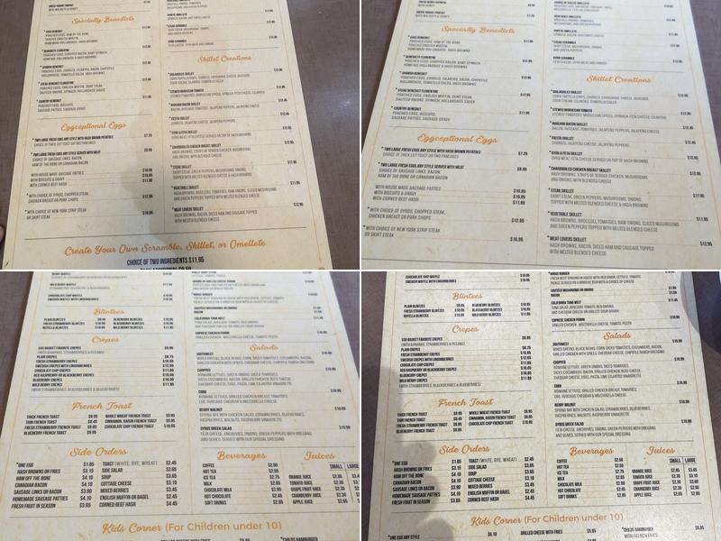 Egg Basket Pancake House Menu