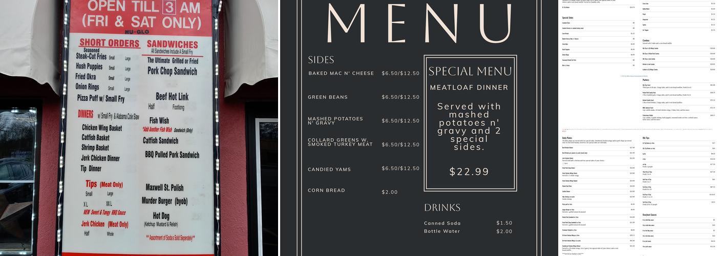 Honey Bay's BBQ Menu