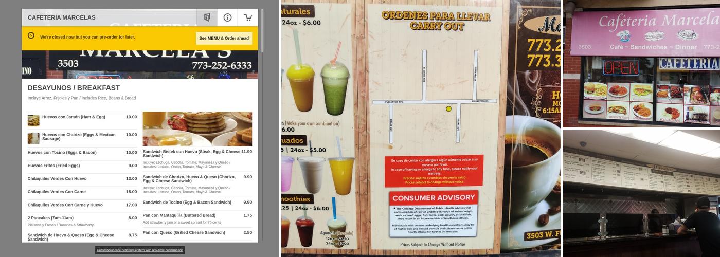 Marcela's Cafeteria Menu