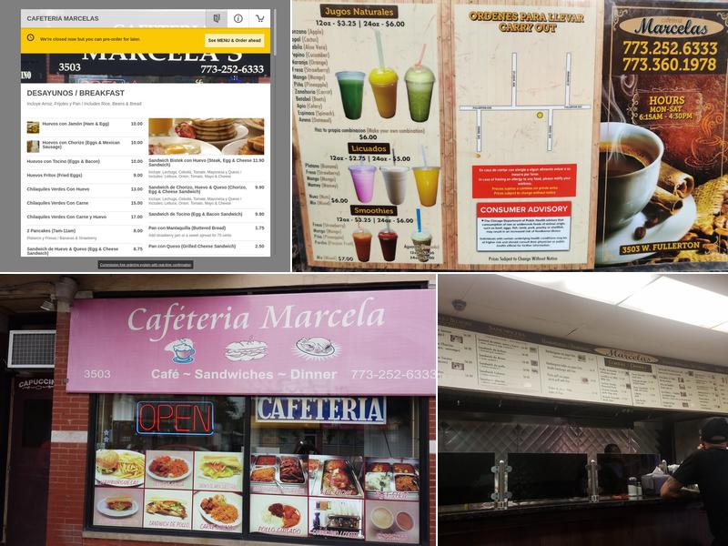 Marcela's Cafeteria Menu