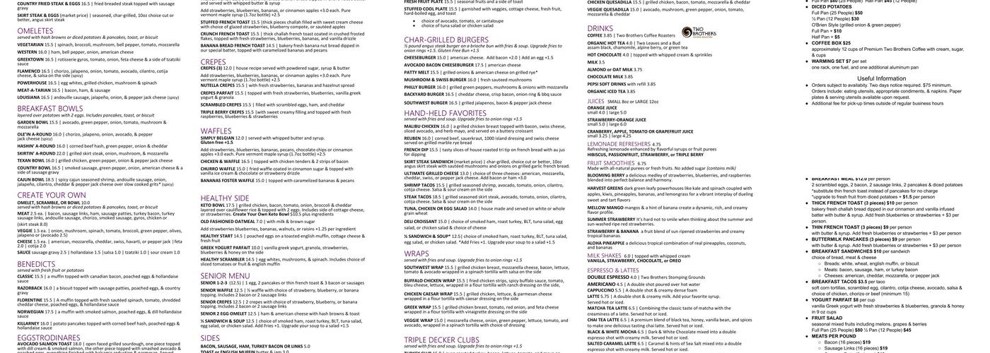 Fork & Spoon Cafe Menu