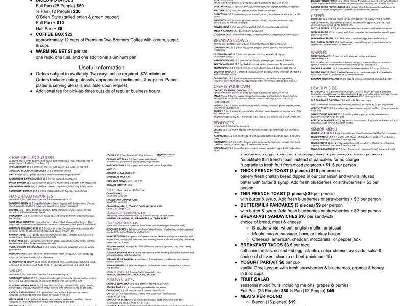 Fork & Spoon Cafe Menu