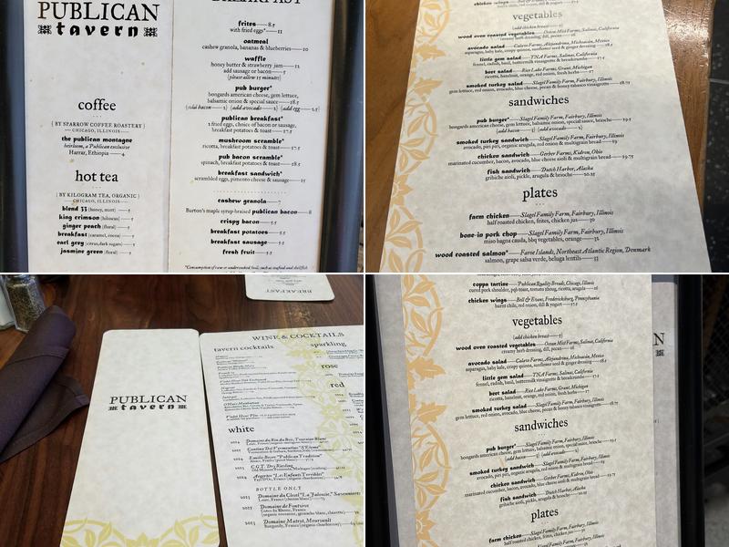 Publican Tavern Menu