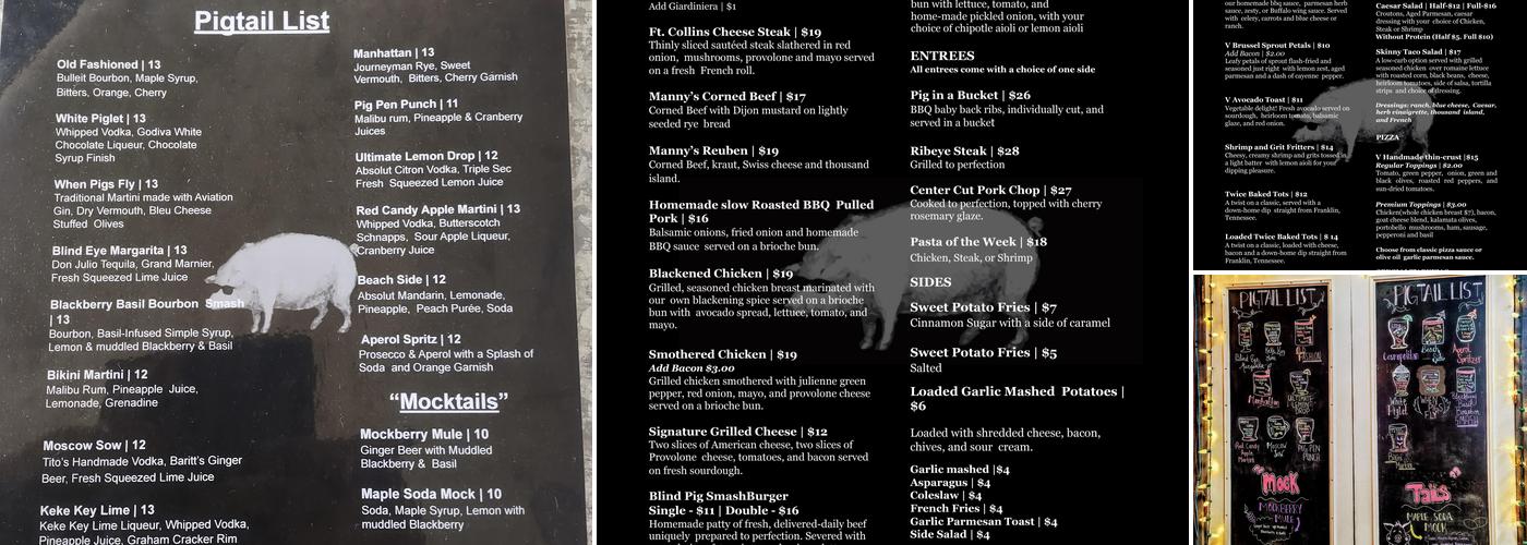 Blind Pig Tavern & Grill Menu